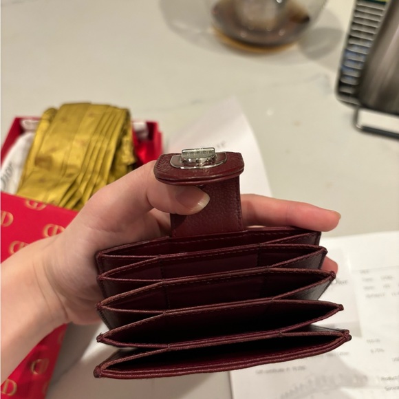 DIOR Authentic Burgundy Calfskin Leather Diorama Gusset Card Holder - Picture 9 of 17